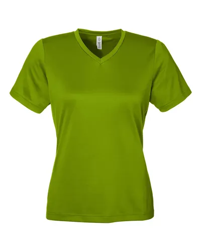 Team 365 TT15W Women's Zone Performance Mesh T-Shirt in Acid Green — blank t-shirt, front view