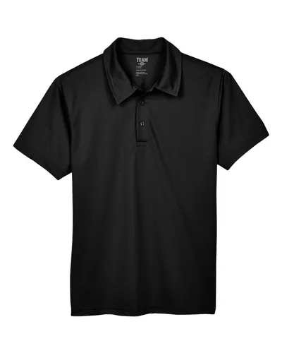 Team 365 TT21 Men's Command Snag Protection Polo in Black — blank polo, front view
