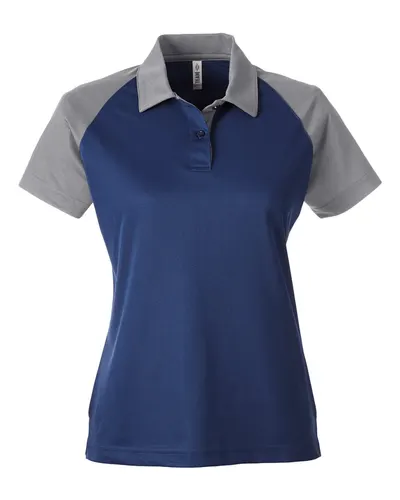 Team 365 TT21CW Women's Command Snag-Protection Colorblock Polo in Sport Dark Navy/ Sport Graphite — blank polo, front view