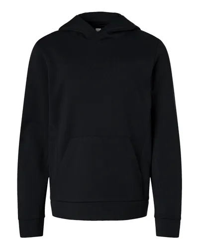 Team 365 TT400Y Youth Squad Hooded Tech Fleece Pullover in Black — blank hooded sweatshirt, front view