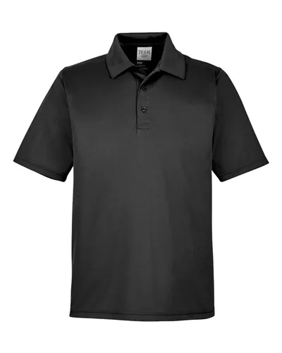 Team 365 TT51 Men's Zone Performance Polo in Black — blank polo, front view
