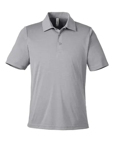 Team 365 TT51H Men's Zone Sonic Heather Performance Polo in Athletic Heather — blank polo, front view