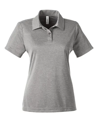 Team 365 TT51HW Women's Zone Sonic Heather Performance Polo in Athletic Heather — blank polo, front view
