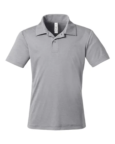 Team 365 TT51HY Youth Zone Sonic Heather Performance Polo in Athletic Heather — blank polo, front view