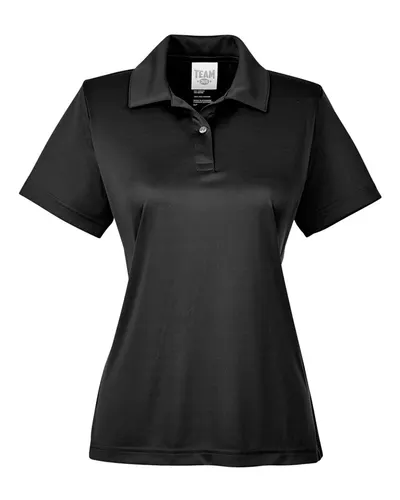Team 365 TT51W Women's Zone Performance Polo in Black — blank polo, front view