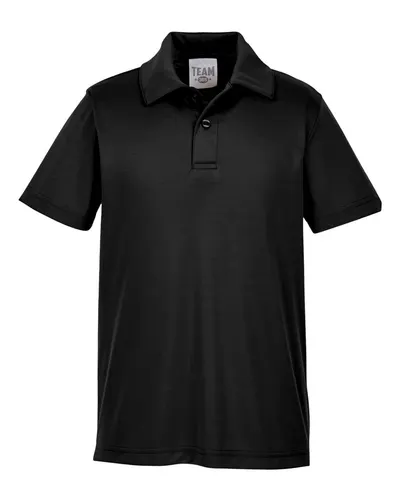 Team 365 TT51Y Youth Zone Performance Polo in Black — blank polo, front view