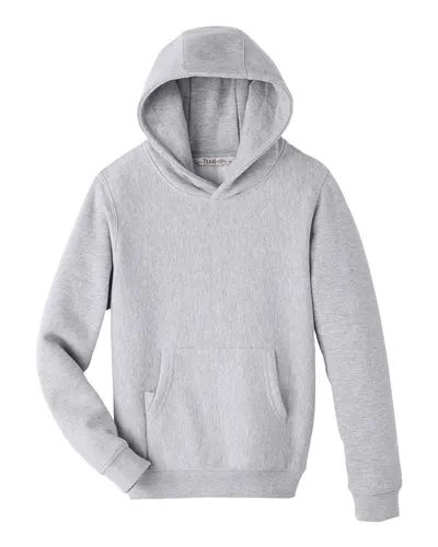 Team 365 TT96Y Youth Zone HydroSport™ Heavyweight Hooded Sweatshirt in Athletic Heather — blank hooded sweatshirt, front view