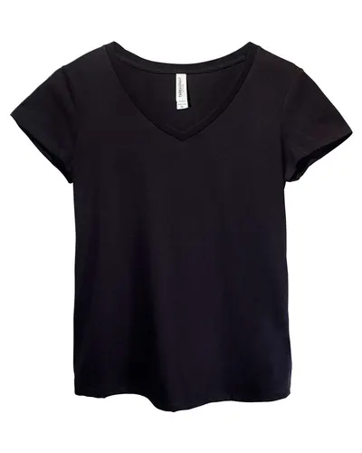 Threadfast Apparel 200RV Women's Ultimate CVC V-Neck T-Shirt in Black — blank t-shirt, front view