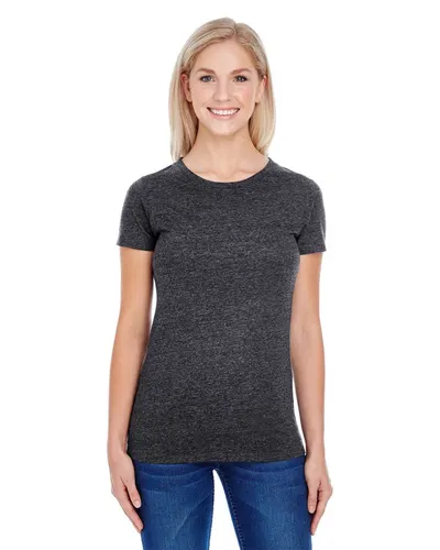 Threadfast Apparel 202A Women's Tri-Blend T-Shirt in Black Triblend — blank t-shirt, front view