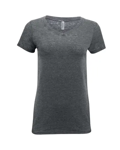 Threadfast Apparel 208B Women's Vintage Dye V-Neck T-Shirt in Vintage Charcoal — blank t-shirt, front view