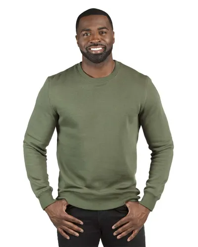 Threadfast Apparel 320C Unisex Ultimate Crewneck Sweatshirt in Army — blank crewneck sweatshirt, front view