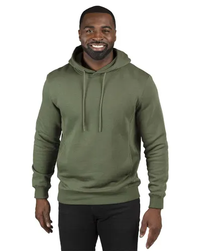 Threadfast Apparel 320H Unisex Ultimate Fleece Pullover Hooded Sweatshirt in Army — blank hooded sweatshirt, front view