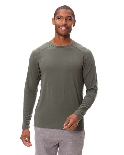 Threadfast Apparel 382LS Unisex Impact Long-Sleeve T-Shirt in Army — blank long sleeve tee, front view