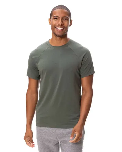 Threadfast Apparel 382R Unisex Impact Raglan T-Shirt in Army — blank t-shirt, front view