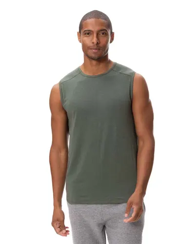 Threadfast Apparel 382T Unisex Impact Tank Top in Army — blank tank top, front view
