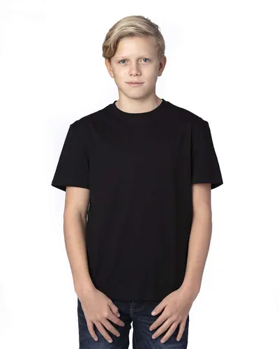 Threadfast Apparel 600A Youth Ultimate CVC T-Shirt in Black — blank t-shirt, front view