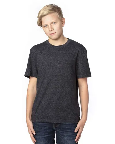 Threadfast Apparel 602A Youth Triblend T-Shirt in Black Triblend — blank t-shirt, front view