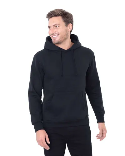Threadfast Apparel T2000 Unisex Epic Fleece Pullover Hooded Sweatshirt in Black — blank hooded sweatshirt, front view