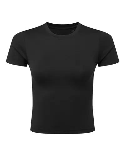 TriDri TD653 Women's Luxe Fitted Tee in Black — blank t-shirt, front view