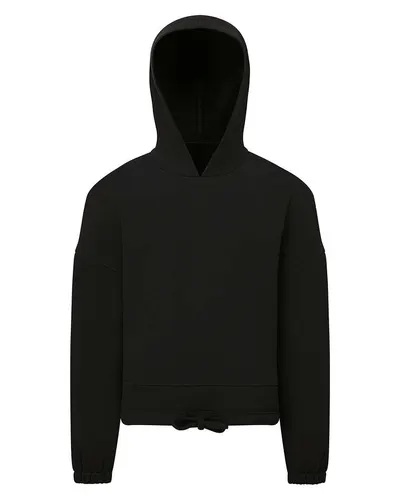TriDri TD85B Youth Maria Hooded Sweatshirt in Black — blank hooded sweatshirt, front view