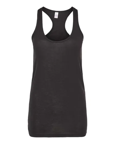 Tultex 190 Women's Poly-Rich Racerback Tank Top in Black — blank tank top, front view