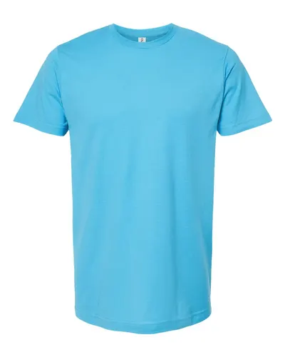 Tultex 202 Unisex Fine Jersey T-Shirt in Aqua — blank t-shirt, front view