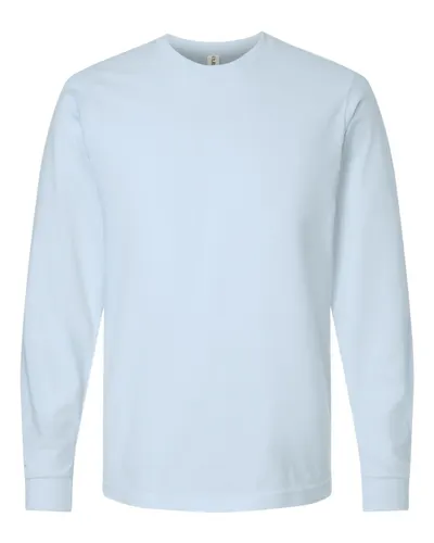 Tultex 202LS Unisex Fine Jersey Long Sleeve T-Shirt in Baby Blue — blank long sleeve tee, front view