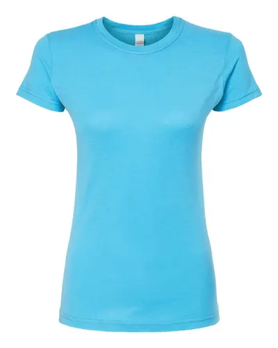 Tultex 213 Women's Fine Jersey Slim Fit T-Shirt in Aqua — blank t-shirt, front view