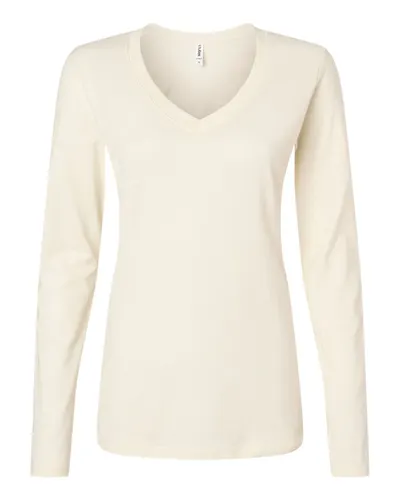 Tultex 214LS Women's Fine Jersey T-Shirt in Natural — blank t-shirt, front view
