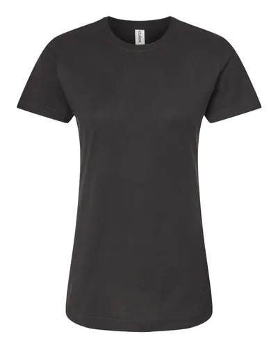 Tultex 216 Women's Fine Jersey Classic Fit T-Shirt in Black — blank t-shirt, front view