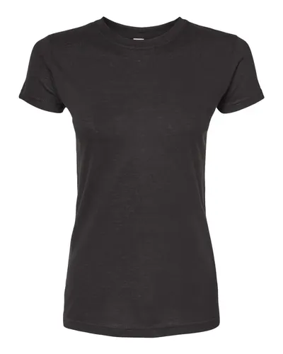 Tultex 240 Women's Poly-Rich T-Shirt in Black — blank t-shirt, front view