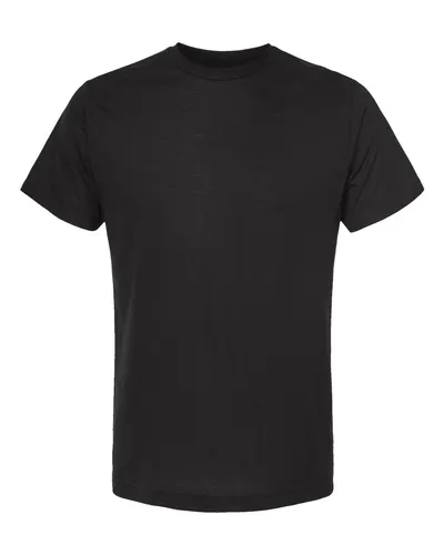 Tultex 241 Unisex Poly-Rich T-Shirt in Black — blank t-shirt, front view