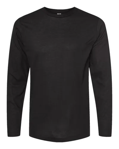 Tultex 242 Unisex Poly-Rich Long Sleeve T-Shirt in Black — blank long sleeve tee, front view