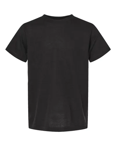 Tultex 265 Youth Poly-Rich T-Shirt in Black — blank t-shirt, front view