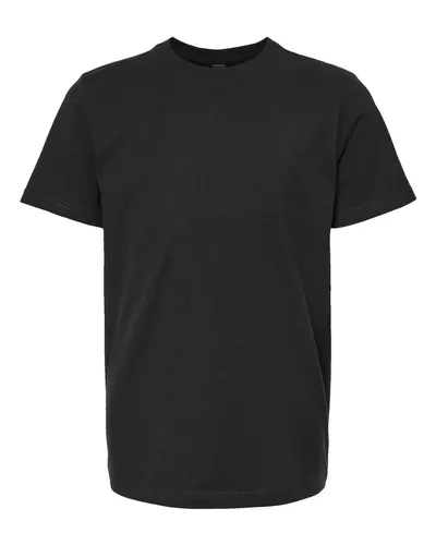 Tultex 295 Youth Heavyweight Jersey T-Shirt in Black — blank t-shirt, front view