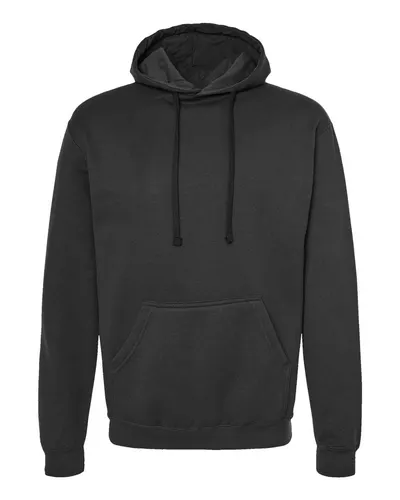 Tultex 320 Unisex Fleece Hooded Sweatshirt in Black — blank hooded sweatshirt, front view