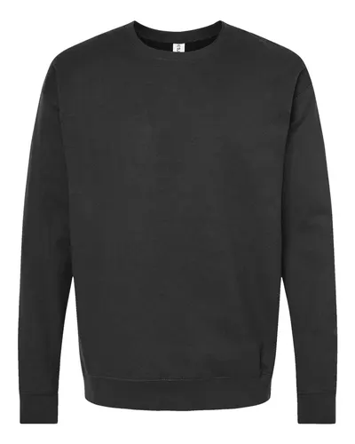 Tultex 340 Unisex Fleece Crewneck Sweatshirt in Black — blank crewneck sweatshirt, front view