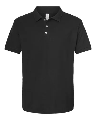 Tultex 400 Men's 50/50 Sport Pique Polo in Black — blank polo, front view