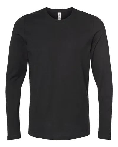 Tultex 591 Unisex Premium Cotton Long Sleeve T-Shirt in Black — blank long sleeve tee, front view