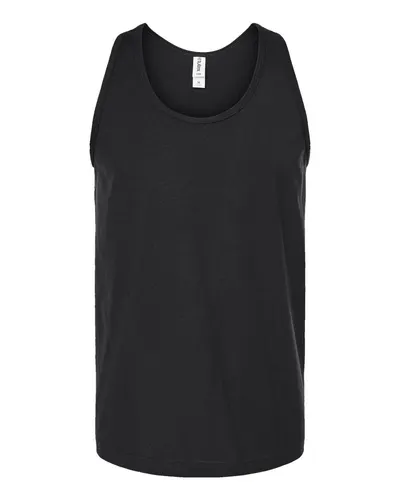 Tultex S105 Unisex Fine Jersey Tank Top in Black — blank tank top, front view