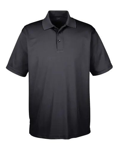 UltraClub 8210 Men's Cool & Dry Mesh Piqué Polo in Black — blank polo, front view