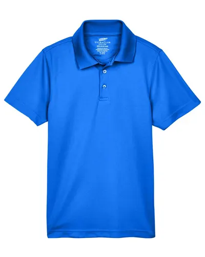 UltraClub 8210Y Youth Cool & Dry Mesh Piqué Polo in Royal — blank polo, front view