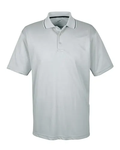 UltraClub 8406 Men's Cool & Dry Sport Two-Tone Polo in Grey/ Black — blank polo, front view