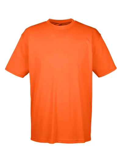 UltraClub 8420 Men's Cool & Dry Sport Performance Interlock T-Shirt in Bright Orange — blank t-shirt, front view