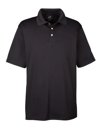 UltraClub 8445 Men's Cool & Dry Stain-Release Performance Polo in Black — blank polo, front view