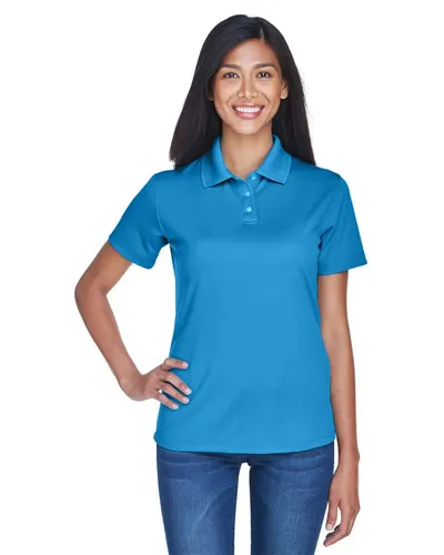 UltraClub 8445L Women's Cool & Dry Stain-Release Performance Polo in Pacific Blue — blank polo, front view