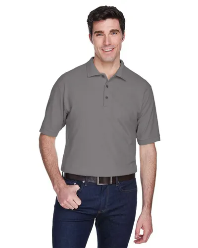 UltraClub 8540 Men's Whisper Piqué Polo in Graphite — blank polo, front view