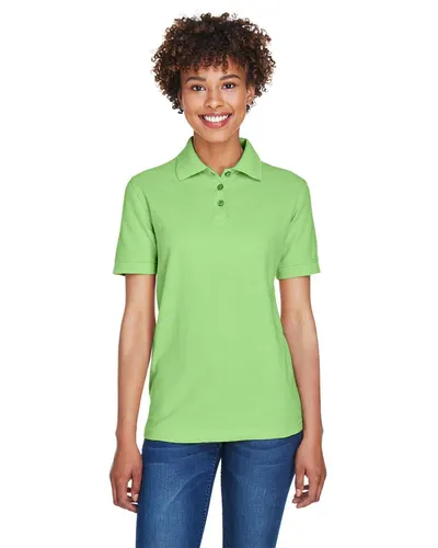 UltraClub 8541 Women's Whisper Pique Polo in Apple — blank polo, front view