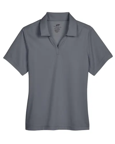 UltraClub UC102W Women's Cavalry Twill Performance Polo in Charcoal/ Navy — blank polo, front view