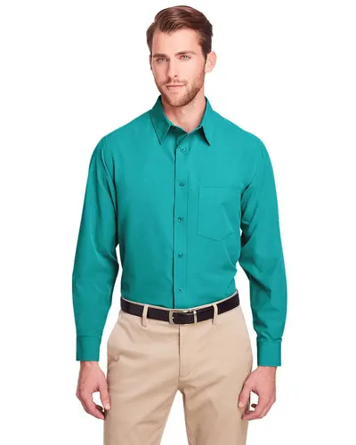 UltraClub UC500 Men's Bradley Performance Woven Shirt in Jade — blank woven shirt, front view